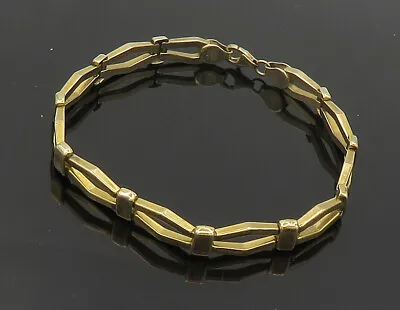 925 Silver & 14K GOLD - Vintage Shiny Gold Plated Hinge Chain Bracelet - BT7561 • $71.51