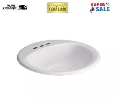 Glacier Bay 19 In. Drop-In Round Vitreous China Bathroom Sink In White • $78.99