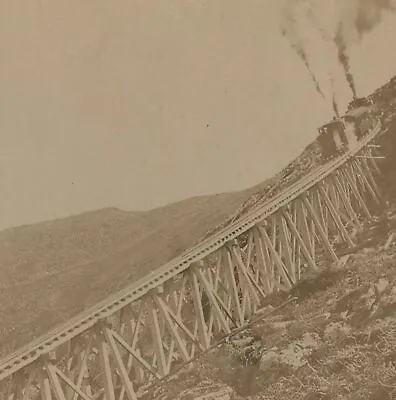 2 Trains Ascending Mt. Washington Kilburn Stereoview 1890 • $20