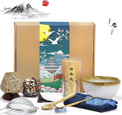 $34.81 • Buy Japanese Matcha Tea Set, Matcha Whisk 100 Prong, Scoop, Matcha Bowl, Ceramic And