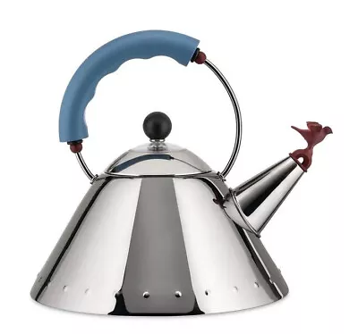 Alessi Michael Graves Kettle With Bird Whistle Blue Handle Model 9093 AUTHENTIC • $215