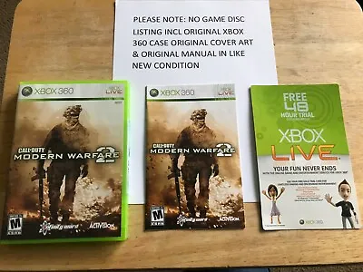 $9.99 • Buy Call Of Duty Modern Warfare 2 Xbox 360 Original Case Cover Art Manual NO GAME