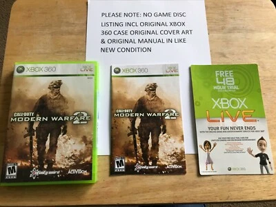 $9.99 • Buy Call Of Duty Modern Warfare 2 Xbox 360 Original Case Cover Art Manual NO GAME