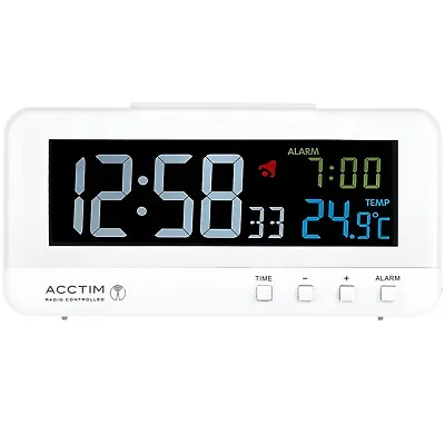 Acctim Rialto Digital Alarm Clock Radio Controlled Coloured VA Display White • £52.95