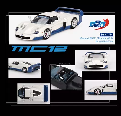 (Pre-order) BBR Diecast Model Car 1:64 Maserati MC12 Stradale White • $20.12