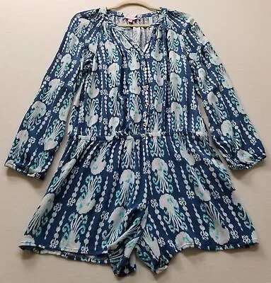 Lilly Pulitzer Romper Women’s Large Blue Elsa Indigo Get In Line Jellyfish Beach • $39.99