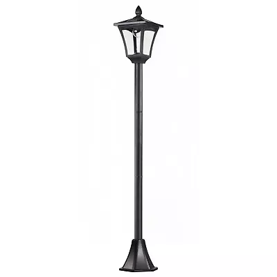 Outsunny Solar Powered Garden Lamp Post 160cm Black Patio Light Dimmable LED • £36.95