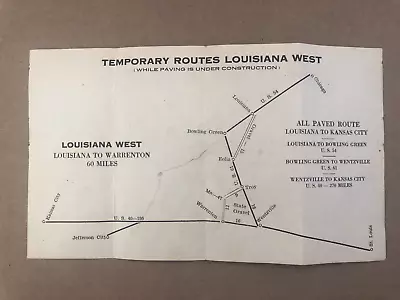 Vintage TEMPORARY ROUTES LOUISIANA WEST Map US 54 61 • $9.99