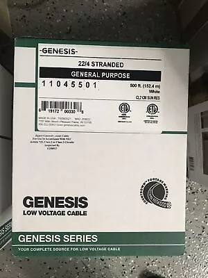 Genesis 22/4 Stranded White Wire 500' CL2 CM Sun Res 11045501 • $45