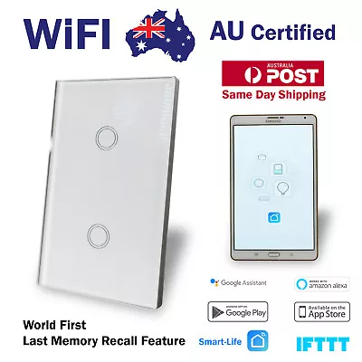 $42.70 • Buy Smart WIFI Wall Light Switch Touch Home Automation 2 Gang Google, Alexa, Voice