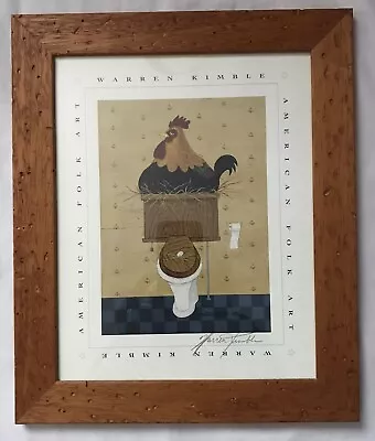 Warren Kimble SIGNED American Folk Art Seat Cover  (Rooster Nest On A Toilet) • $75