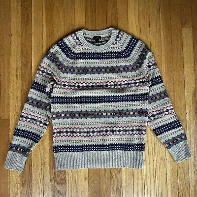 J.Crew Sweater Fair Isle Crewneck Heather Sand - 100% Lambswool - Mens Size XS • $32.99