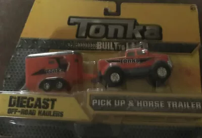 Tonka Metal Orange Diecast Bodies 4x4 Haulers Pick Up & Horse Trailer No. 07321 • $21