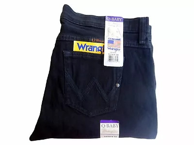 Wrangler Q-Baby Women's New Black Stretch Denim Cotton Jeans - Size 13/14 X 34 • $119.99