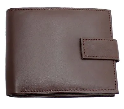 £7.99 • Buy Mens RFID Real Leather Wallet With Zip Coin Pocket Pouch And ID Window 44 Brown
