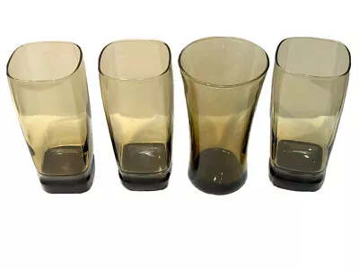 Vintage Set Of 4 Tawny Mocha Brown Anchor Hocking Carrington Iced Tea Glasses 6” • $22.99