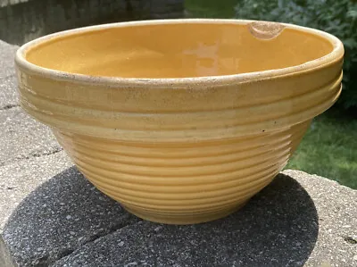 Antique Nelson McCoy Pottery Yellow Stoneware Mixing Bowl Shield Mark #11 • $39.95