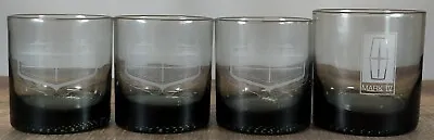 Lincoln Mercury Division Glass Cups Lot Of 4 Smoked Gray Glass Rare HTF Promo • $34.99