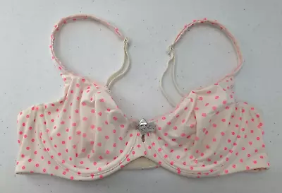 Victoria's Secret Bra 34B White Pink Polka Dots Unlined Demi Body By Victoria • $19.99