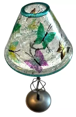 Vintage Clear Crackle Glass  Small Lamp Shade With Floating Butterflies • $22