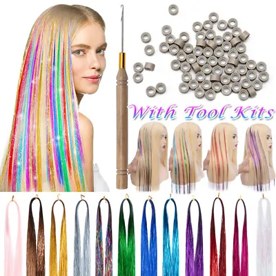 Colored Hair Tinsel Strands Hair Extensions For Braids Dazzle Heat Resistant 47  • £7.90