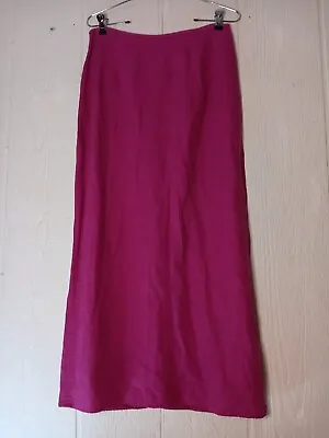 Sigrid Olsen Essentials Women's 8 Hot Pink Long Maxi Skirt Linen Blend Slit Zip • $24.99