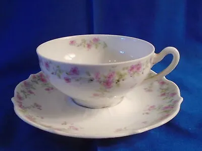 Antique Carl Tielsch CT Tea Cup & Saucer Pink Floral Pattern Germany B . • $14.95