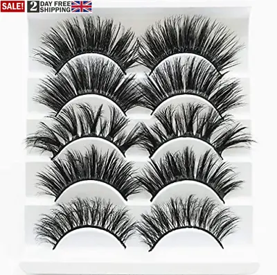 5 Pairs Faux 3D Mink Lashes MultipackFalse Eyelashes Natural Soft False... • £4.54