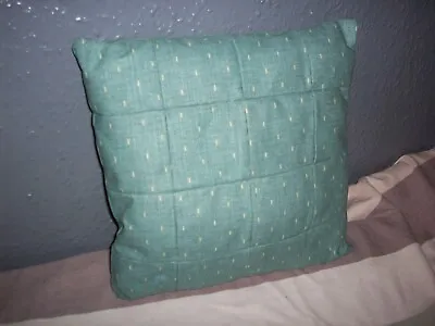 Square Green Handmade Patchwork Cushion Stuffed  Ref No C15. • £14