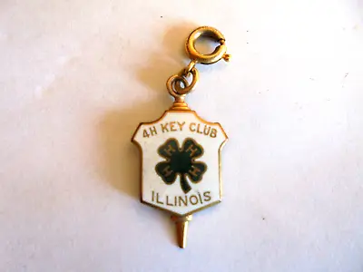 Vintage 4 H Key Club Illinois Enamel Gold Filled Key Charm • $6.99