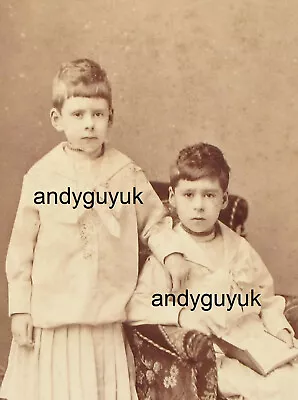 Cabinet Card Boys Wearing Matching Dress Killick Antique Photo Book Skirt Chair • $16.10