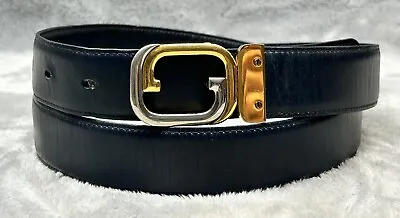 Vintage GUCCI GG Interlocking Two Tone Buckle Leather Belt Made In Italy • $135