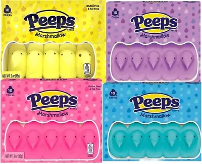 Easter Peeps Marshmallow Candy 4 Pack Assorted Yellow Blue Pink Purple • $12.99