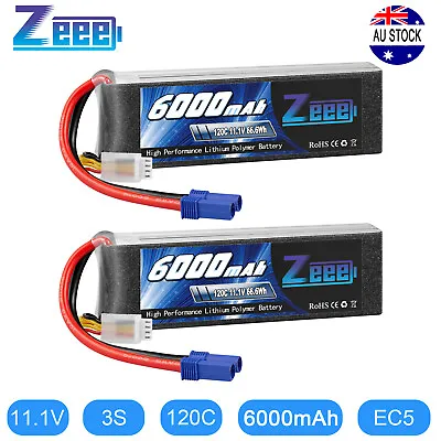 2x Zeee 11.1V 120C 6000mAh 3S LiPo Battery EC5 For RC Car Truck Helicopter Boat • $95.99