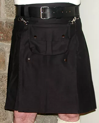 $55 • Buy AmeriKilt - Original American Made Contemporary Kilt - BLACK SYNTH - BRAND NEW