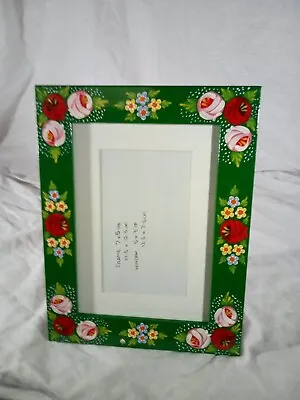 £12 • Buy Green Wooden Photo Frame Roses And Castles Hand Painted Barge Ware #01