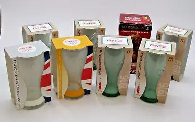 Coca Cola Glasses Collection Of 8 Historic Models  #W2 • £21.99