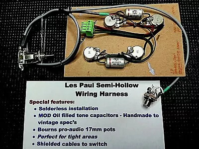 Les Paul Semi-Hollow Solderless Wiring Upgrade With Bourns Pro-audio 17mm Pots • $168