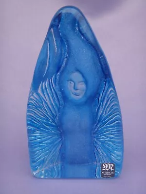 Erika Hoglund Blue Flame Woman Art Glass Sculpture Paperweight Mats Jonasson • $98