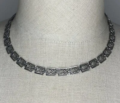 Vintage Danecraft Sterling Silver Ornate Floral Necklace • $75