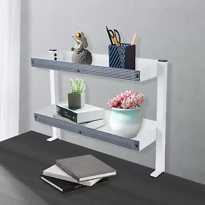 16 Inch Clamp On Desk Shelf 2 Tier Shelving Unit Above Or Below Desk • $39