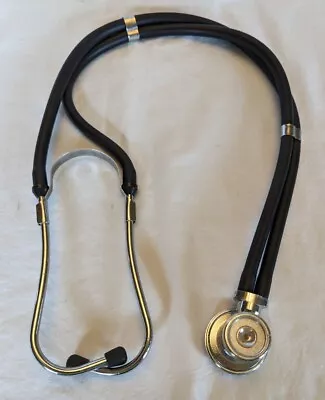 Vtg Doctor's Stethoscope Black Tube Double Sided 28 Inches Long Works • $18