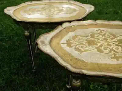 Vintage Pair Florentine Italian Tray Tables Gold Gilt • $499.99