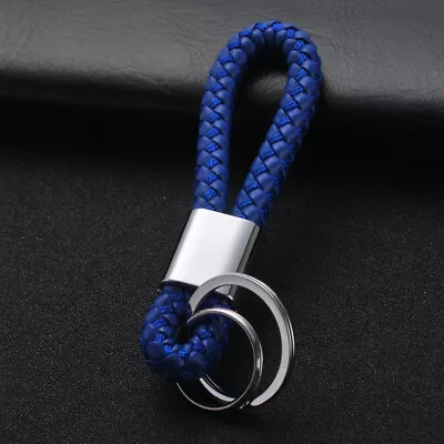 Hand Woven Leather Loop Rope Car Keychain Car 4.5  - 2 / Double / Dual Key Rings • $7.29