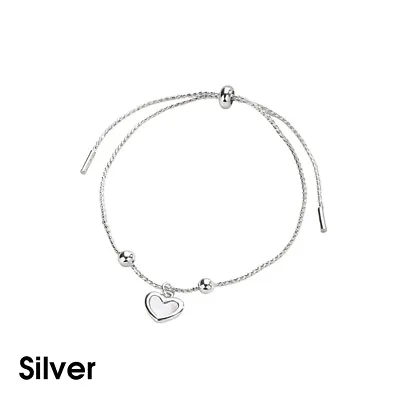 Solid Sterling Silver 925 Heart Charm Bracelet Bangle Women Lady Gift Fsahion UK • £3.37