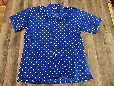 Maus & Hoffman Shirt Men's Size Large Blue White Polka Dots Button Up • $19.99