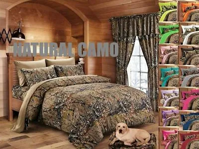 3 Pc Queen Size Comforter Plus 2 Pillowcases (Natural Brown Camouflage) • $78