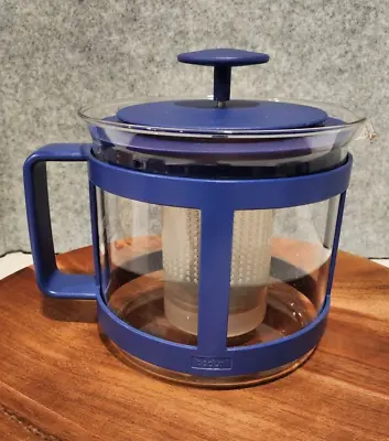 Bodum Teapot Kenya Tea Pot Tea Press Glass Teamaker Blue Tea Infuser • $20
