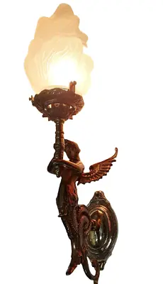 Antique Vintage Art Deco Nouveau Brass Mermaid Wall Sconces Fixture Light Lamp  • $645