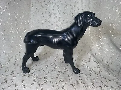 Vintage Antique Style Faux Metal Heavy Resin Black Lab Dog Figurine 7.25  Tall • $23.99